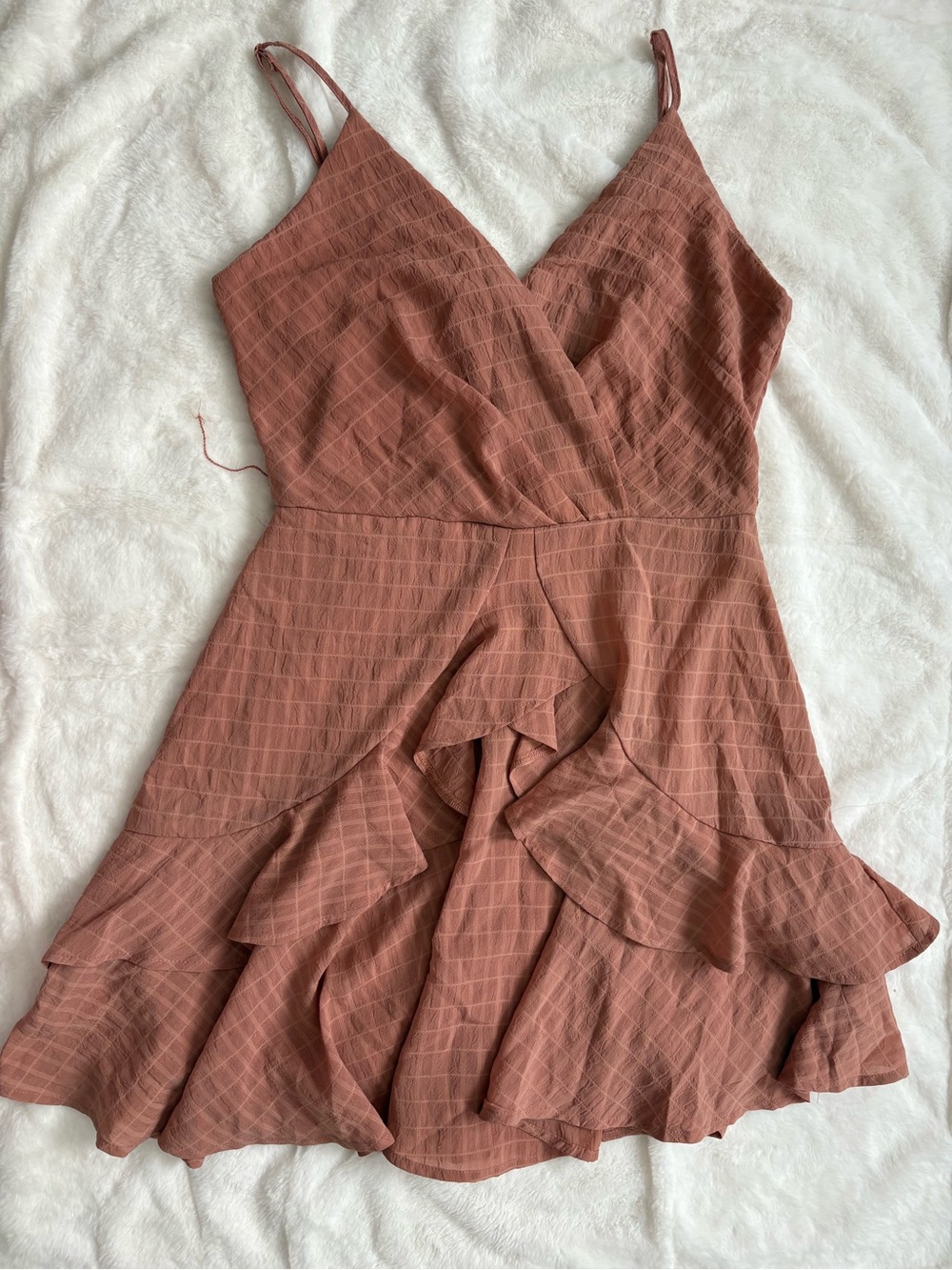 Altar'd State Rusty Rose Ruffle Wrap Mini Dress